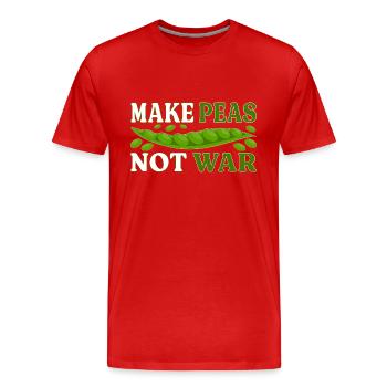 Erbsen machen, nicht Krieg - Männer Premium Bio T-Shirt - Rot - Vorne - Damien (186cm)
