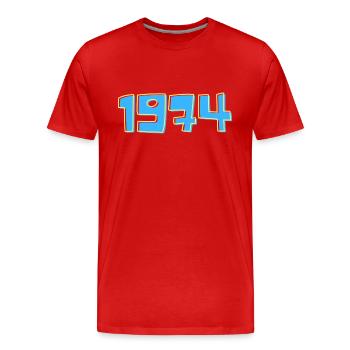 1974 in Blau und Gelb - Männer Premium Bio T-Shirt - Rot - Vorne - Damien (186cm)