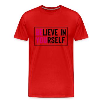 be you - Männer Premium Bio T-Shirt - Rot - Vorne - Damien (186cm)
