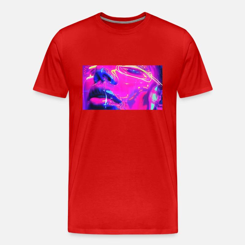 Neo-Expressionismus Gesicht - Männer Premium Bio T-Shirt - Rot
