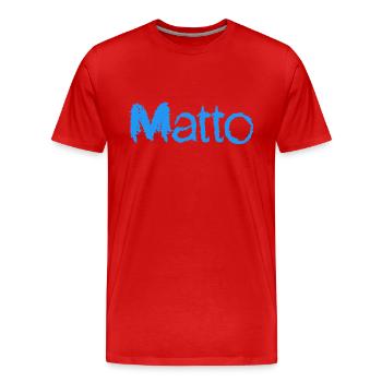 Texte bleu matto grand nom - T-shirt bio Premium Homme - rouge - Devant - Damien (186cm)
