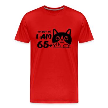 Ich bin nicht 66, ich bin 65 plus 1 Mittelfinger Katze Flip - Männer Premium Bio T-Shirt - Rot - Vorne - Damien (186cm)