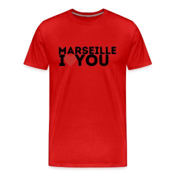 Marseille Ich liebe dich - Männer Premium Bio T-Shirt - Rot - Vorne - Damien (186cm)