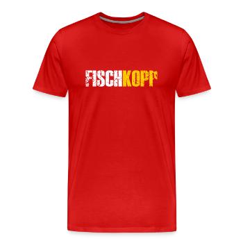 Fischkopp Fisch Fischkopf Küste Angler Fischer - Männer Premium Bio T-Shirt - Rot - Vorne - Damien (186cm)