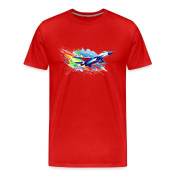 Avion de chasse - Color Splash - T-shirt bio Premium Homme - rouge - Devant - Damien (186cm)
