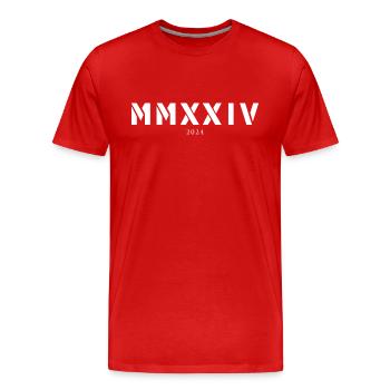 Römische Zahl Geburtsjahr Made in 2024 - Männer Premium Bio T-Shirt - Rot - Vorne - Damien (186cm)