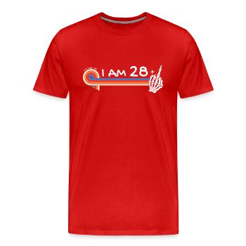 J’ai 28 ans et majeur - 29e anniversaire - T-shirt bio Premium Homme - rouge - Devant - Damien (186cm)