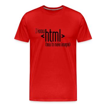I know HTML - Männer Premium Bio T-Shirt - Rot - Vorne - Damien (186cm)