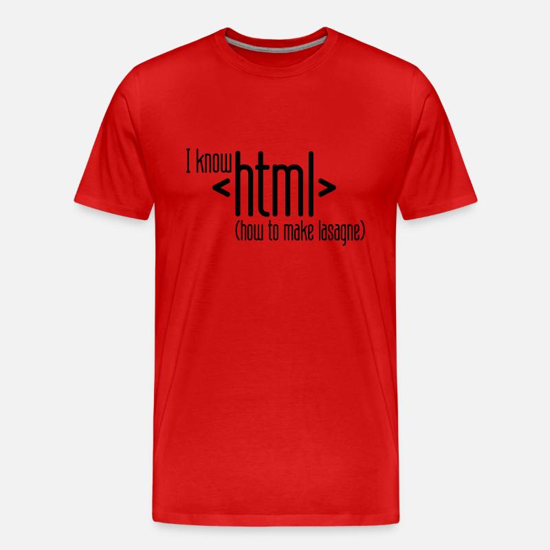I know HTML - Männer Premium Bio T-Shirt - Rot