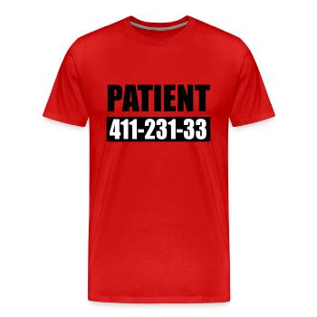 Patient 666 - Männer Premium Bio T-Shirt - Rot - Vorne - Damien (186cm)