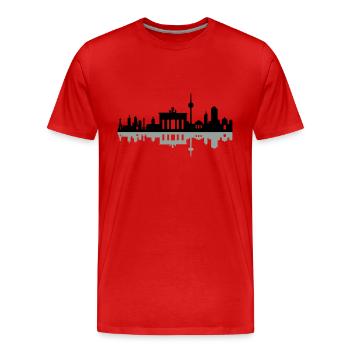 Skyline Berlin Schatten - Männer Premium Bio T-Shirt - Rot - Vorne - Damien (186cm)