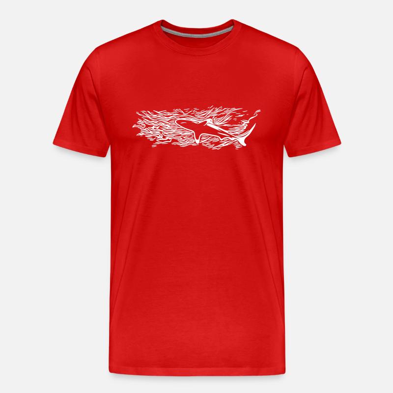 Shark Surface Silhouette - Männer Premium Bio T-Shirt - Rot