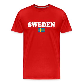 Suède - T-shirt bio Premium Homme - rouge - Devant - Damien (186cm)