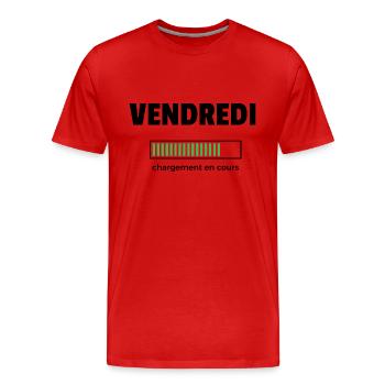 vendredi chargement en cours - T-shirt bio Premium Homme - rouge - Devant - Damien (186cm)