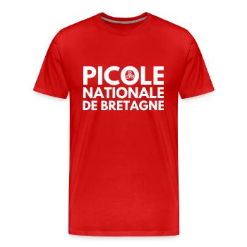 Picole Nationale de Bretagne - T-shirt bio Premium Homme - rouge - Devant - Damien (186cm)