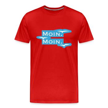 Moin I Norddeutsche Begrüßung - Männer Premium Bio T-Shirt - Rot - Vorne - Damien (186cm)