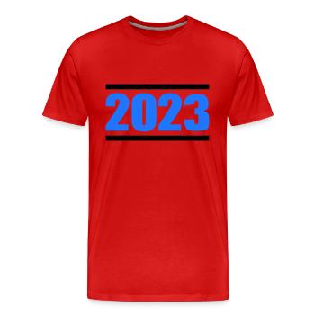 2023 - Männer Premium Bio T-Shirt - Rot - Vorne - Damien (186cm)