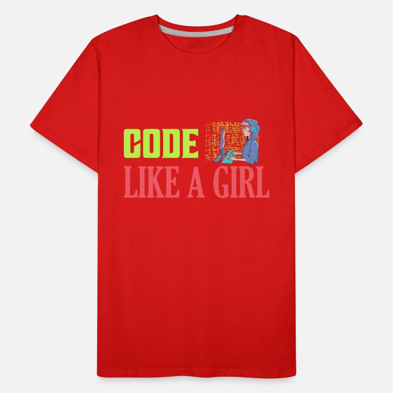 Code Like A Girl Programmer Coding Männer Premium Bio T-Shirt