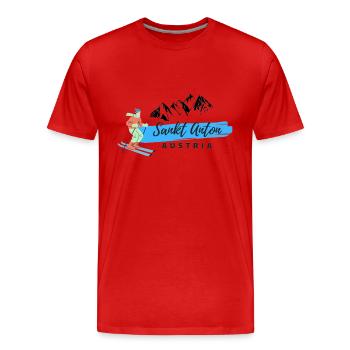 Sankt Anton - Männer Premium Bio T-Shirt - Rot - Vorne - Damien (186cm)
