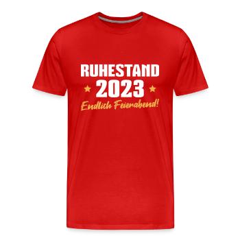 Ruhestand 2023 Rentner Pension Rente - Männer Premium Bio T-Shirt - Rot - Vorne - Damien (186cm)