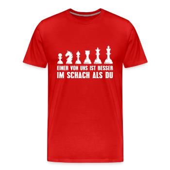 Schach Einer von uns ist besser Schachspieler - Männer Premium Bio T-Shirt - Rot - Vorne - Damien (186cm)