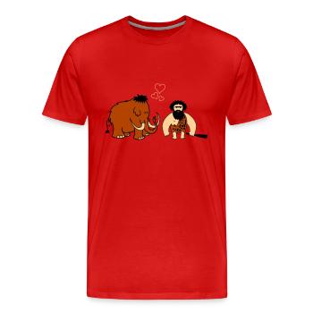 Mammouth Caveman Love - T-shirt bio Premium Homme - rouge - Devant - Damien (186cm)