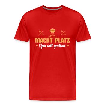 Opa will grillen Vatertag Geschenkidee - Männer Premium Bio T-Shirt - Rot - Vorne - Damien (186cm)