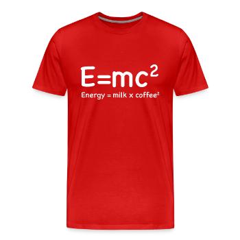 e=mc² - Energy = Milk x Coffee² - Männer Premium Bio T-Shirt - Rot - Vorne - Damien (186cm)