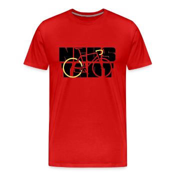 Neustadt Schriftzug mit Rennrad - Männer Premium Bio T-Shirt - Rot - Vorne - Damien (186cm)