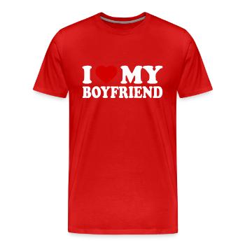 I love my boyfriend - Männer Premium Bio T-Shirt - Rot - Vorne - Damien (186cm)