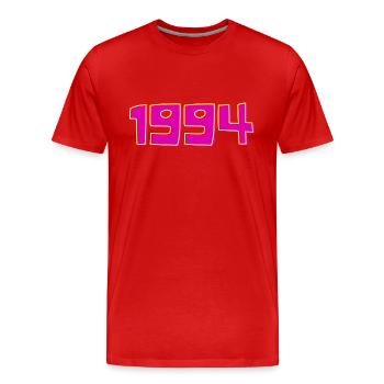 Year 1994 Pink and Yellow - Men's Premium Organic T-Shirt - red - Front - Damien (186cm)