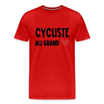 cycliste au grand cœur - T-shirt bio Premium Homme - rouge - Devant - Damien (186cm)