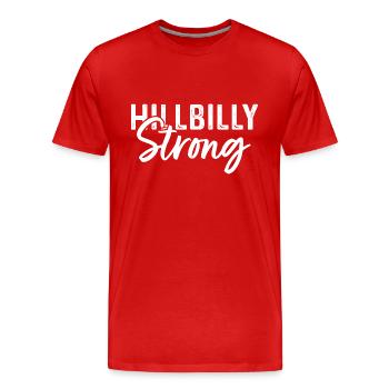 Hillbilly Strong - Männer Premium Bio T-Shirt - Rot - Vorne - Damien (186cm)