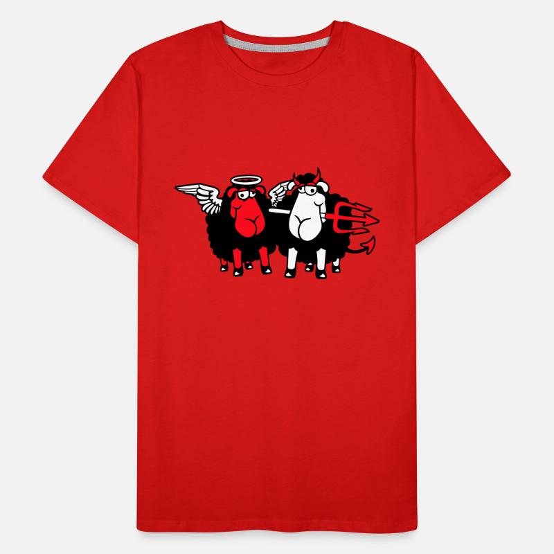 2 Sheep Angel Devil Satan Hell Evil Heaven Good Men's Premium Organic T-Shirt