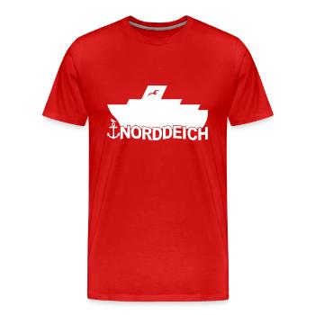 Ferry Norddeich Logo - Men's Premium Organic T-Shirt - red - Front - Damien (186cm)