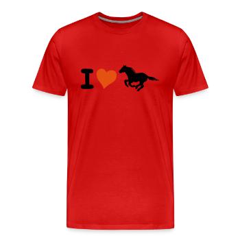 i J'aime l'amour coeur cheval chevaux poney coeur - T-shirt bio Premium Homme - rouge - Devant - Damien (186cm)