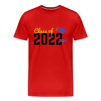 Promotion 2022 - Diplôme en 2022, Université - T-shirt bio Premium Homme - rouge - Devant - Damien (186cm)