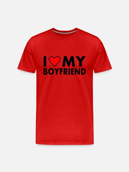 I love my boyfriend - Herre Premium T-shirt økologisk - rød