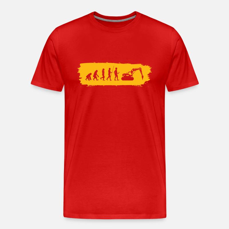 Evolution hin zum Bagger - Männer Premium Bio T-Shirt - Rot