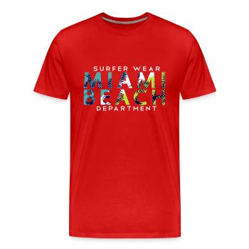 Miami Beach Surfer Wear - Männer Premium Bio T-Shirt - Rot - Vorne - Damien (186cm)