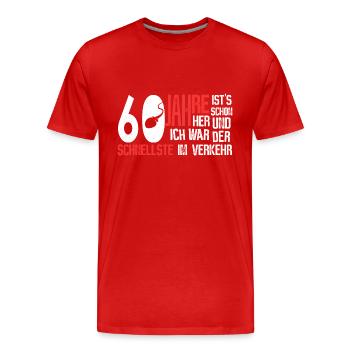 60. Geburtstag - der schnellste - Männer Premium Bio T-Shirt - Rot - Vorne - Damien (186cm)