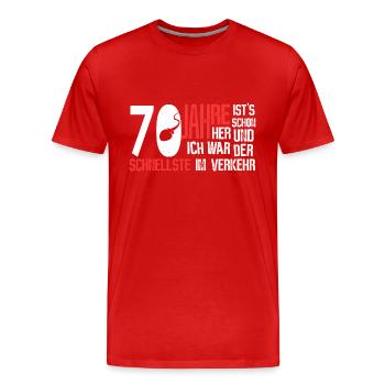 70. Geburtstag - der schnellste - Männer Premium Bio T-Shirt - Rot - Vorne - Damien (186cm)