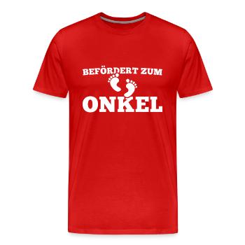 Werdender Onkel Schwangerschaftsverkündung - Männer Premium Bio T-Shirt - Rot - Vorne - Damien (186cm)