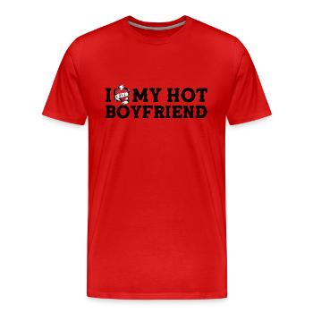 Vintage I Love My Hot Boyfriend I Heart My Hot BF - Men's Premium Organic T-Shirt - red - Front - Damien (186cm)