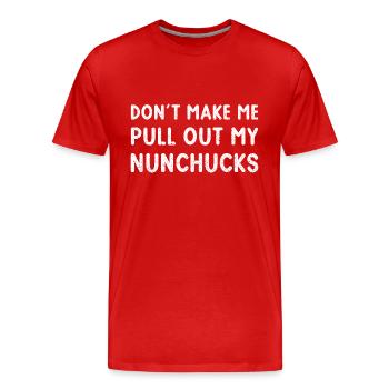 Nunchaku Ninjutsu Karate Training Ninja Waffen - Männer Premium Bio T-Shirt - Rot - Vorne - Damien (186cm)