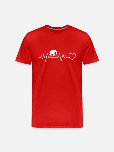 Elephant Heartbeat ECG Line Elephant - Men's Premium Organic T-Shirt - red
