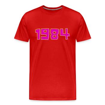 Jahr 1984 Rosa und Gelb - Männer Premium Bio T-Shirt - Rot - Vorne - Damien (186cm)