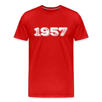 Geburtstagsgeschenk 1957 - 1957 - Männer Premium Bio T-Shirt - Rot - Vorne - Damien (186cm)