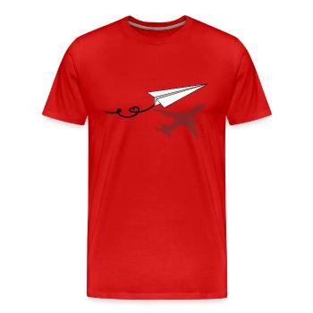 Avion en papier avec ombre d’avion - T-shirt bio Premium Homme - rouge - Devant - Damien (186cm)