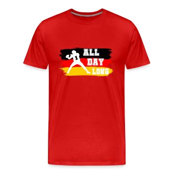 All Day Long DE - Männer Premium Bio T-Shirt - Rot - Vorne - Damien (186cm)